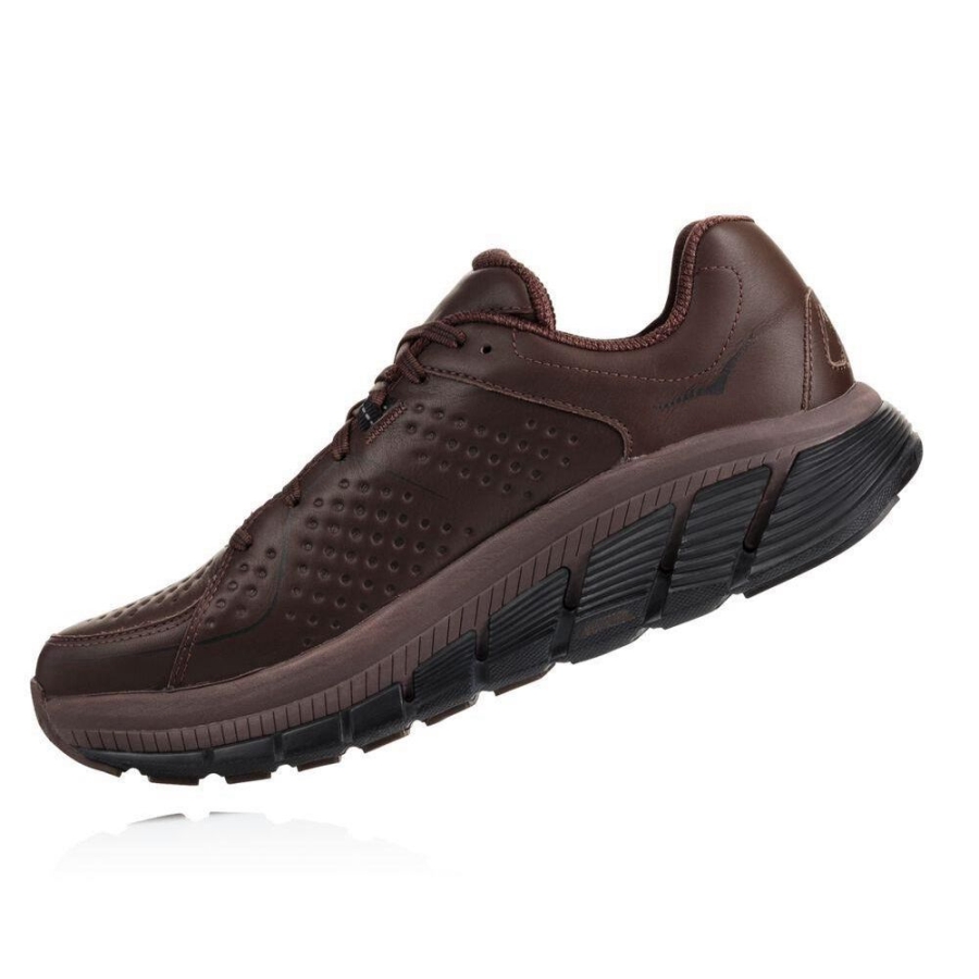 Men's Hoka Gaviota Leather Road Running Shoes Brown | US32ZWFIJ