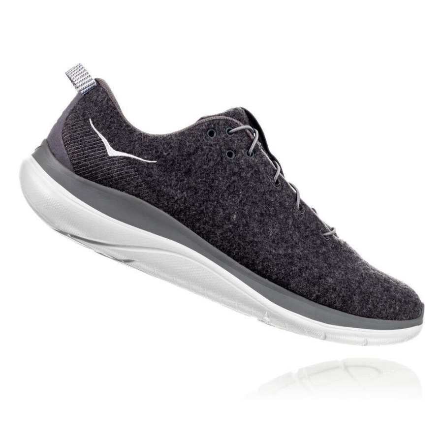 Men's Hoka Hupana Flow Wool Road Running Shoes Dark Grey | US02BPFQZ