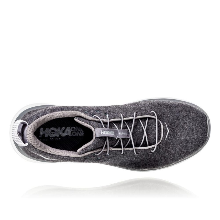 Men's Hoka Hupana Flow Wool Road Running Shoes Dark Grey | US02BPFQZ