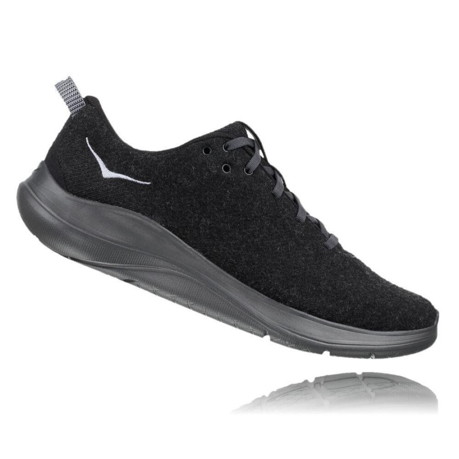 Men's Hoka Hupana Flow Wool Road Running Shoes Black | US48GKNOQ