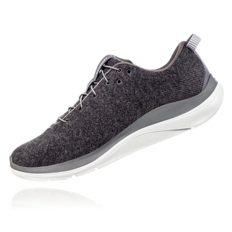 Men's Hoka Hupana Flow Wool Sneakers Dark Grey | US36ENYKP