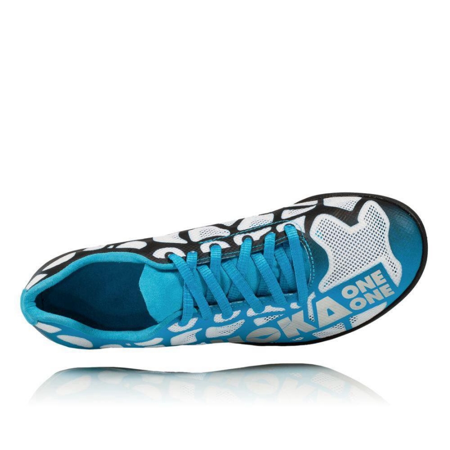 Men's Hoka Rocket LD Spikes Shoes Blue / Black / White | US12QYSER