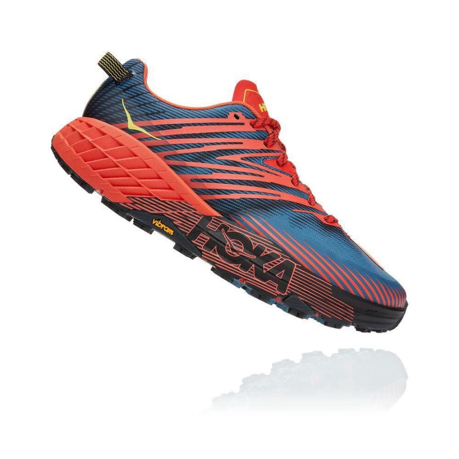 Men's Hoka Speedgoat 4 Running Shoes Red / Blue | US13LUMCA