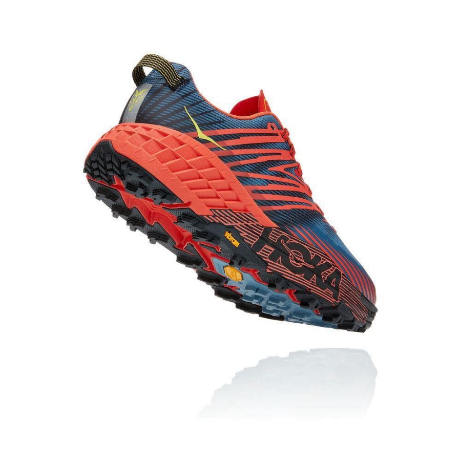 Men's Hoka Speedgoat 4 Running Shoes Red / Blue | US13LUMCA