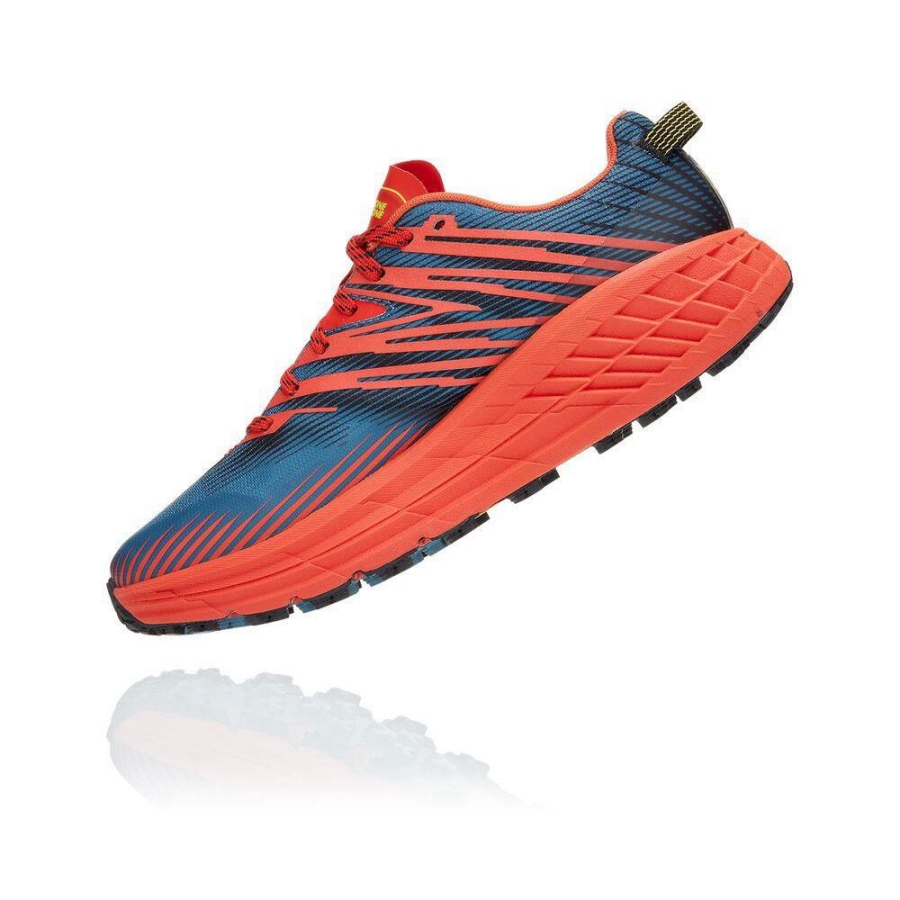 Men's Hoka Speedgoat 4 Running Shoes Red / Blue | US13LUMCA