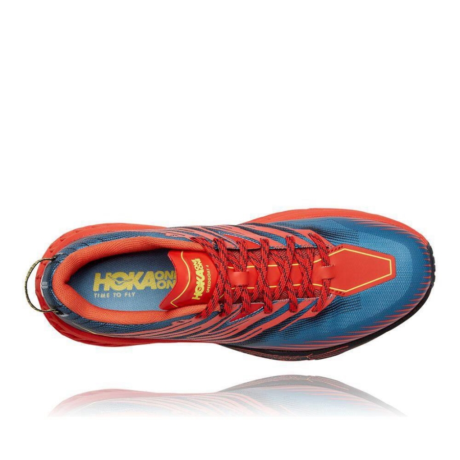 Men's Hoka Speedgoat 4 Running Shoes Red / Blue | US13LUMCA