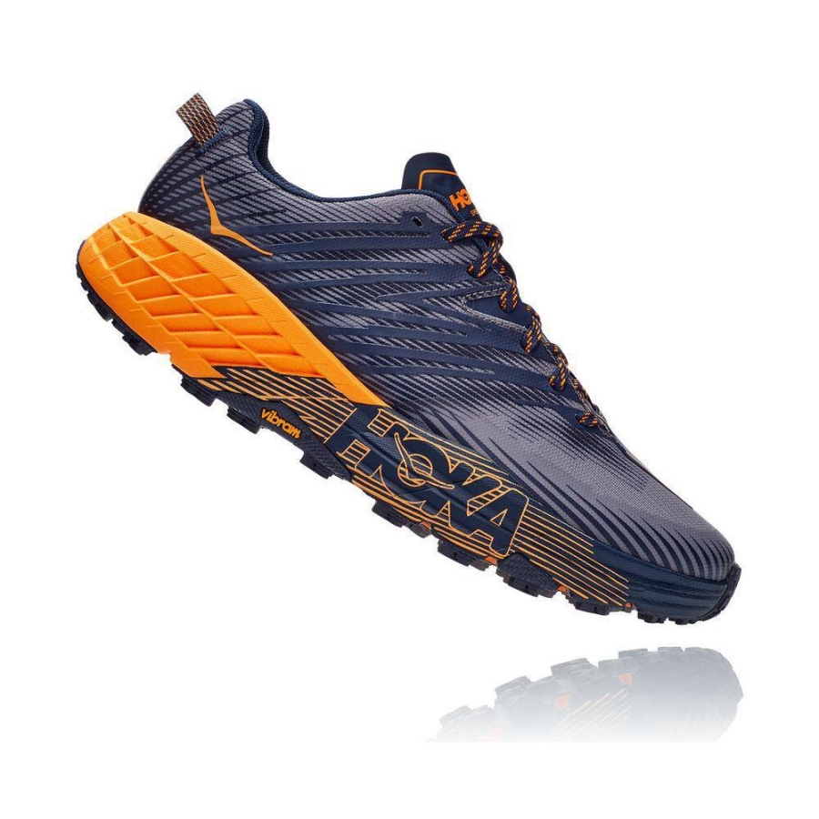 Men's Hoka Speedgoat 4 Sneakers Navy / Grey | US67IFTLP