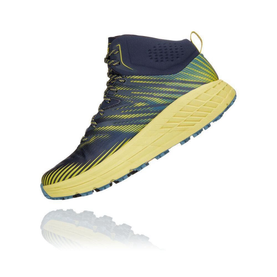 Men's Hoka Speedgoat Mid 2 GTX Hiking Boots Navy / Yellow | US59MYEGO