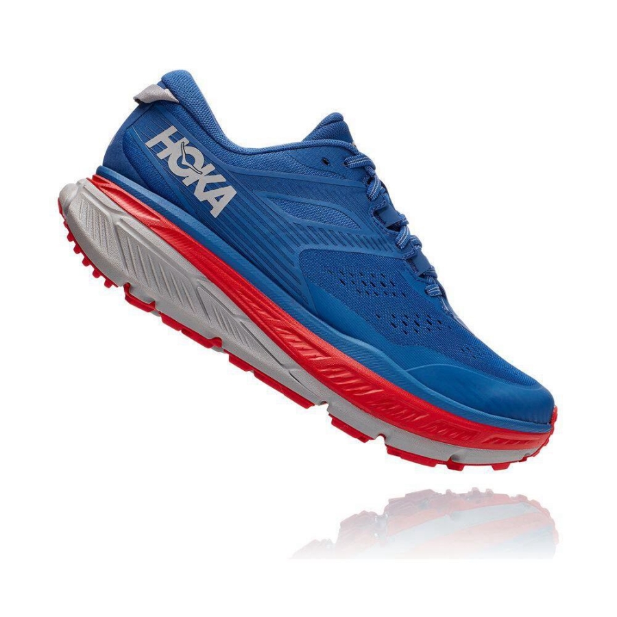 Men's Hoka Stinson ATR 6 Hiking Shoes Blue / Red | US61GQHVP