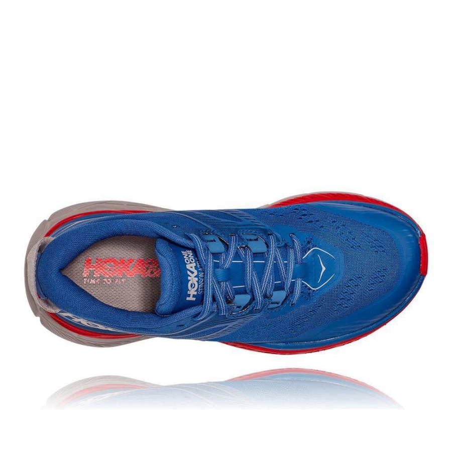 Men's Hoka Stinson ATR 6 Hiking Shoes Blue / Red | US61GQHVP