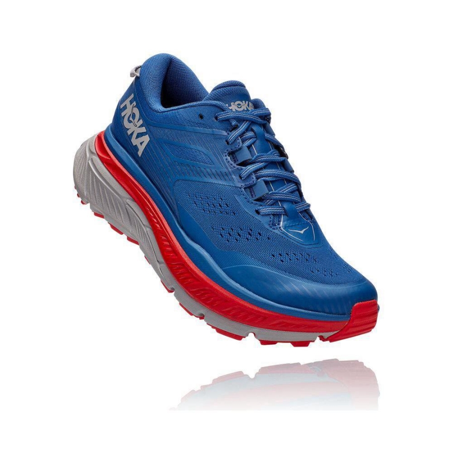 Men\'s Hoka Stinson ATR 6 Hiking Shoes Blue / Red | US61GQHVP