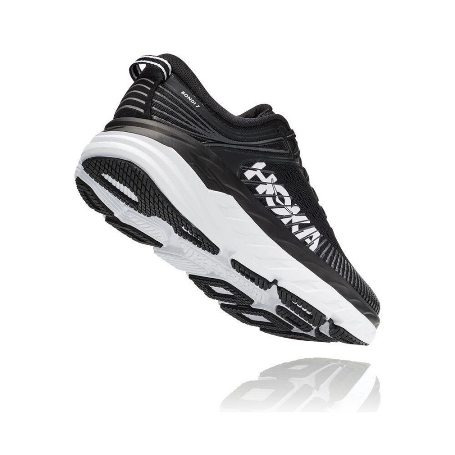 Women's Hoka Bondi 7 Running Shoes Black / White | US48WLIBS