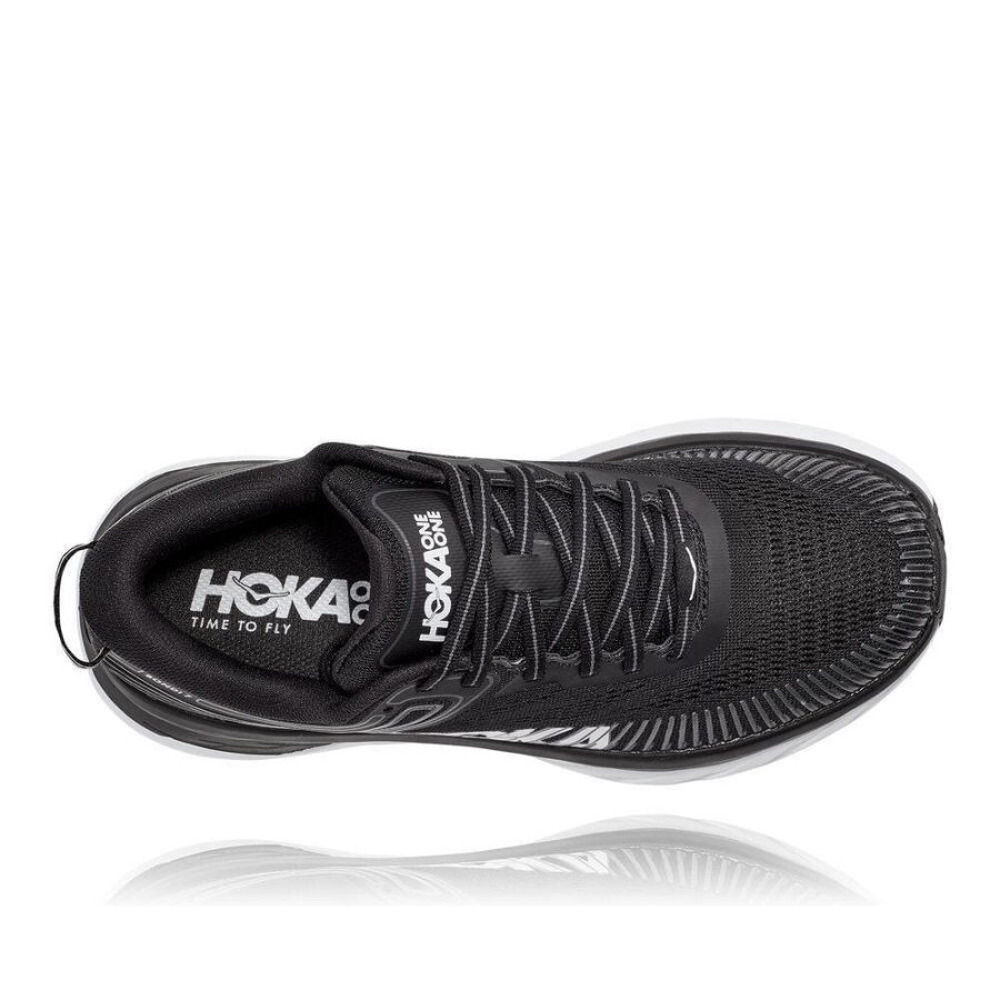 Women's Hoka Bondi 7 Running Shoes Black / White | US48WLIBS