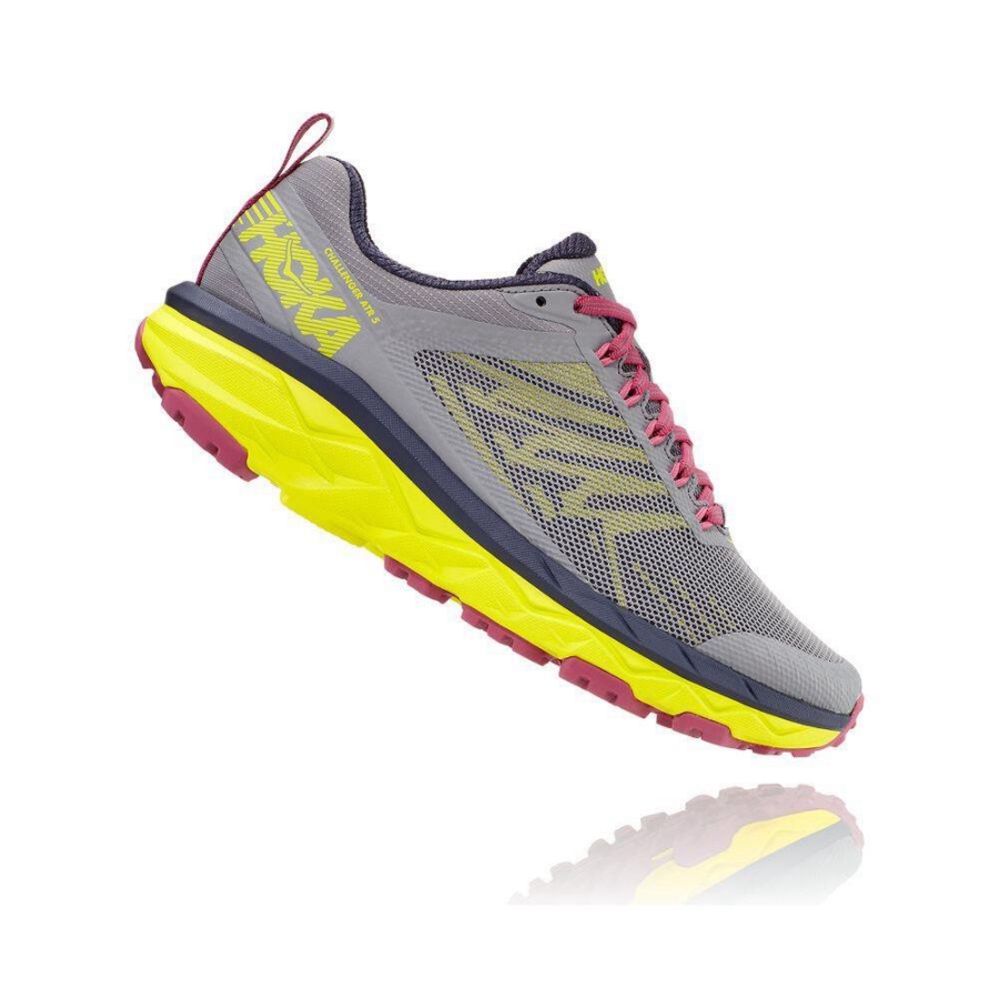 Women's Hoka Challenger ATR 5 Trail Running Shoes Grey / Yellow | US67PGEVY