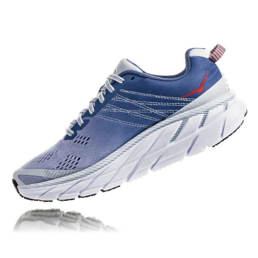 Women's Hoka Clifton 6 Road Running Shoes Blue / Red | US17DFOSM