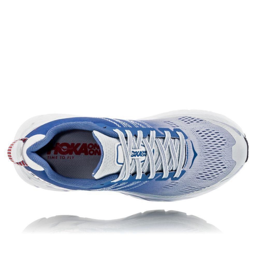 Women's Hoka Clifton 6 Road Running Shoes Blue / Red | US17DFOSM