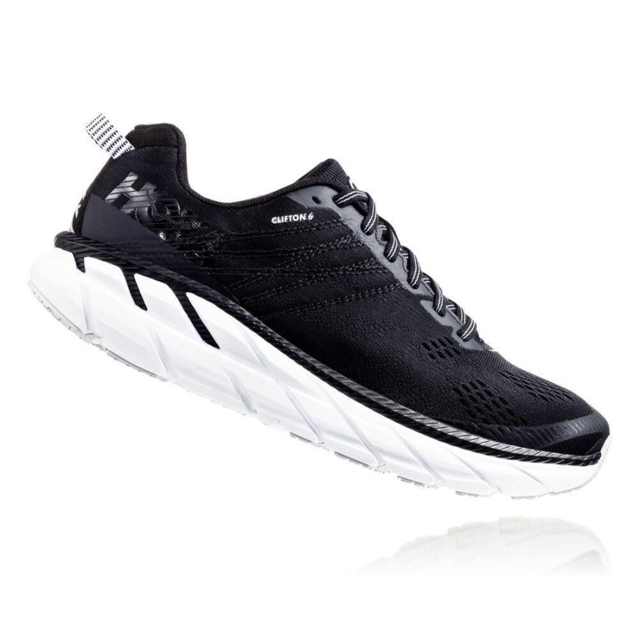 Women's Hoka Clifton 6 Road Running Shoes Black | US36TZEVO