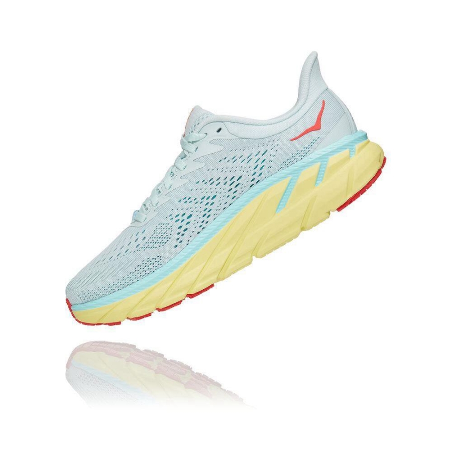 Women's Hoka Clifton 7 Road Running Shoes White / Yellow | US08TJNIV