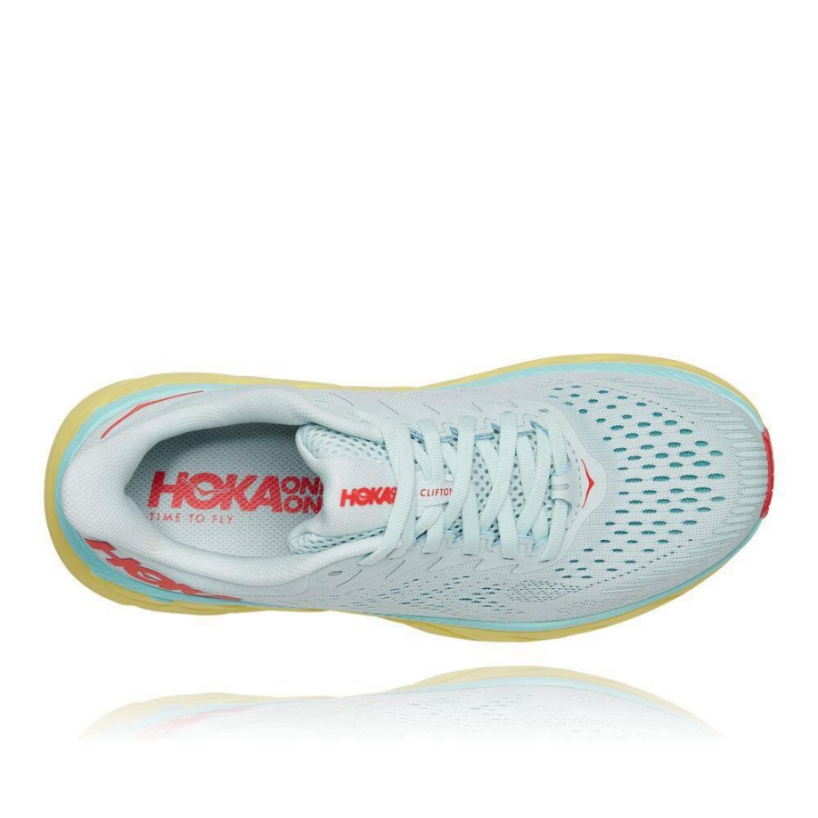 Women's Hoka Clifton 7 Road Running Shoes White / Yellow | US08TJNIV