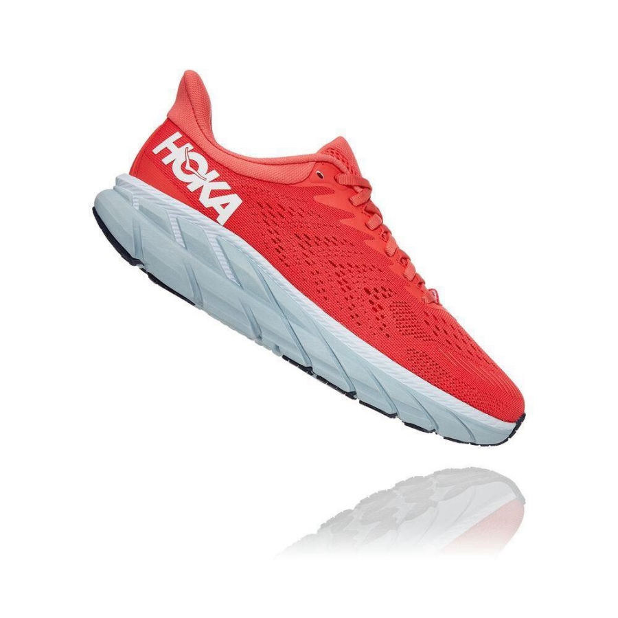 Women's Hoka Clifton 7 Road Running Shoes Red | US24CZUWV