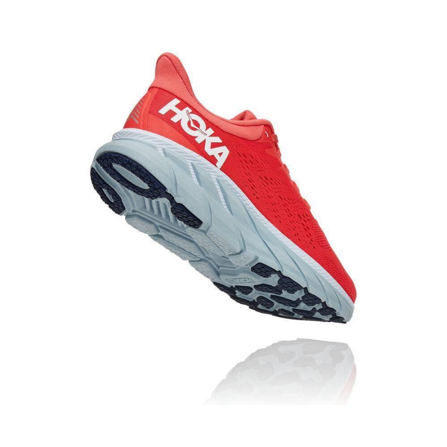 Women's Hoka Clifton 7 Road Running Shoes Red | US24CZUWV