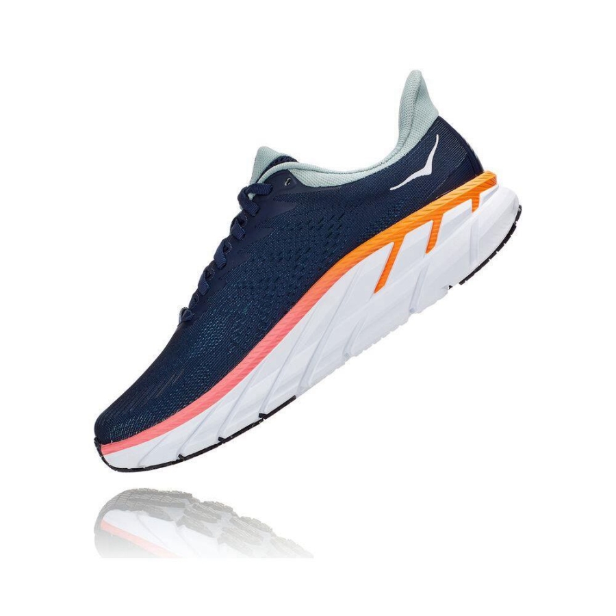 Women's Hoka Clifton 7 Road Running Shoes Navy | US60EWQMF