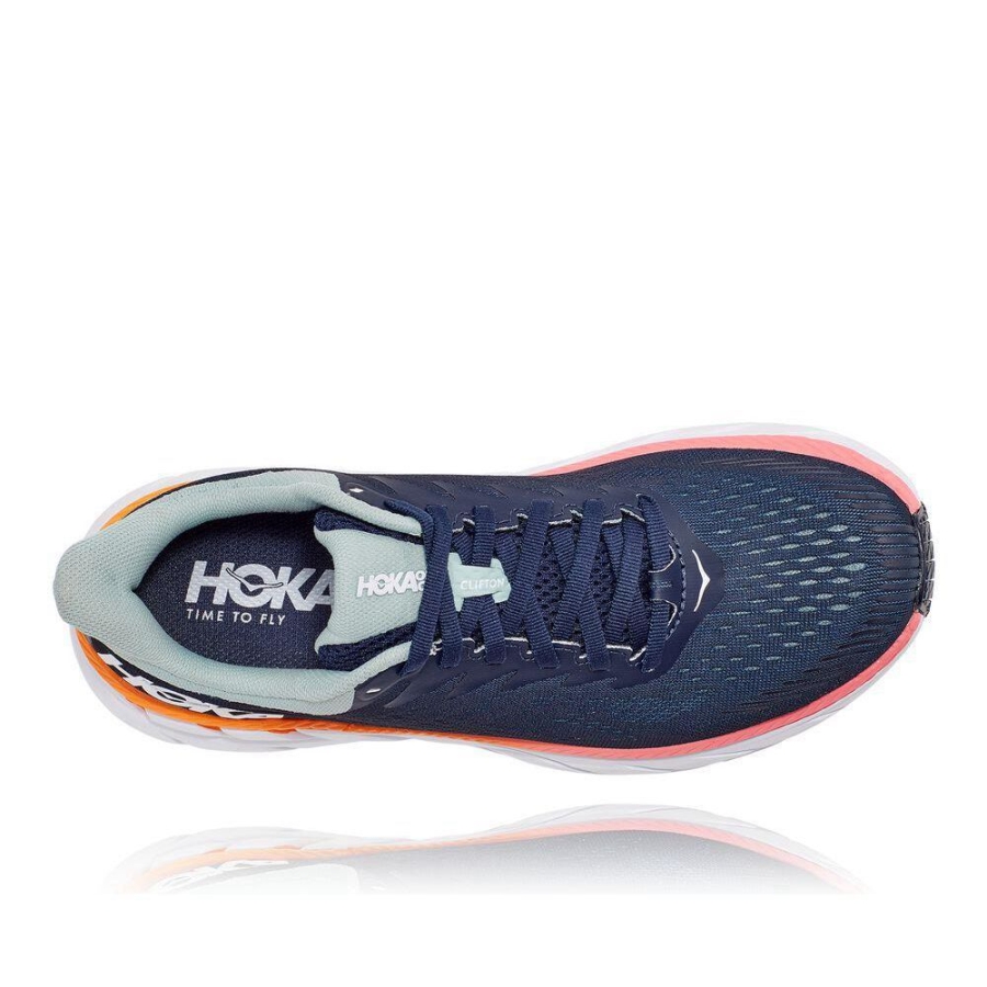 Women's Hoka Clifton 7 Road Running Shoes Navy | US60EWQMF