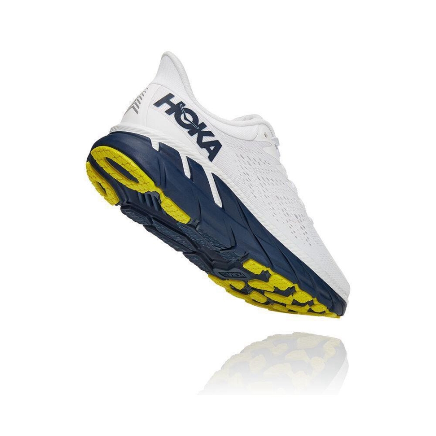 Women's Hoka Clifton 7 Road Running Shoes White / Navy | US94EUOCL