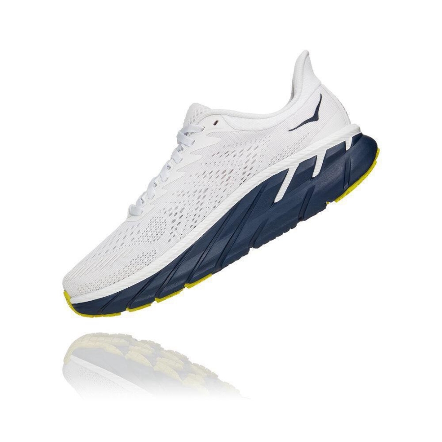 Women's Hoka Clifton 7 Road Running Shoes White / Navy | US94EUOCL