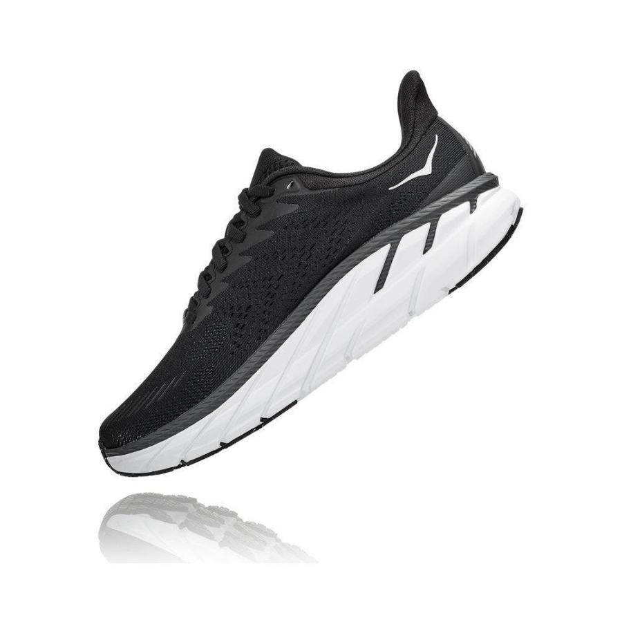 Women's Hoka Clifton 7 Road Running Shoes Black / White | US97GBEFC