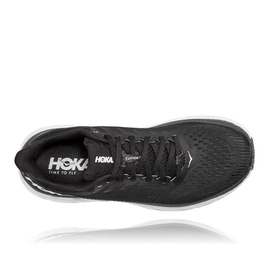 Women's Hoka Clifton 7 Road Running Shoes Black / White | US97GBEFC