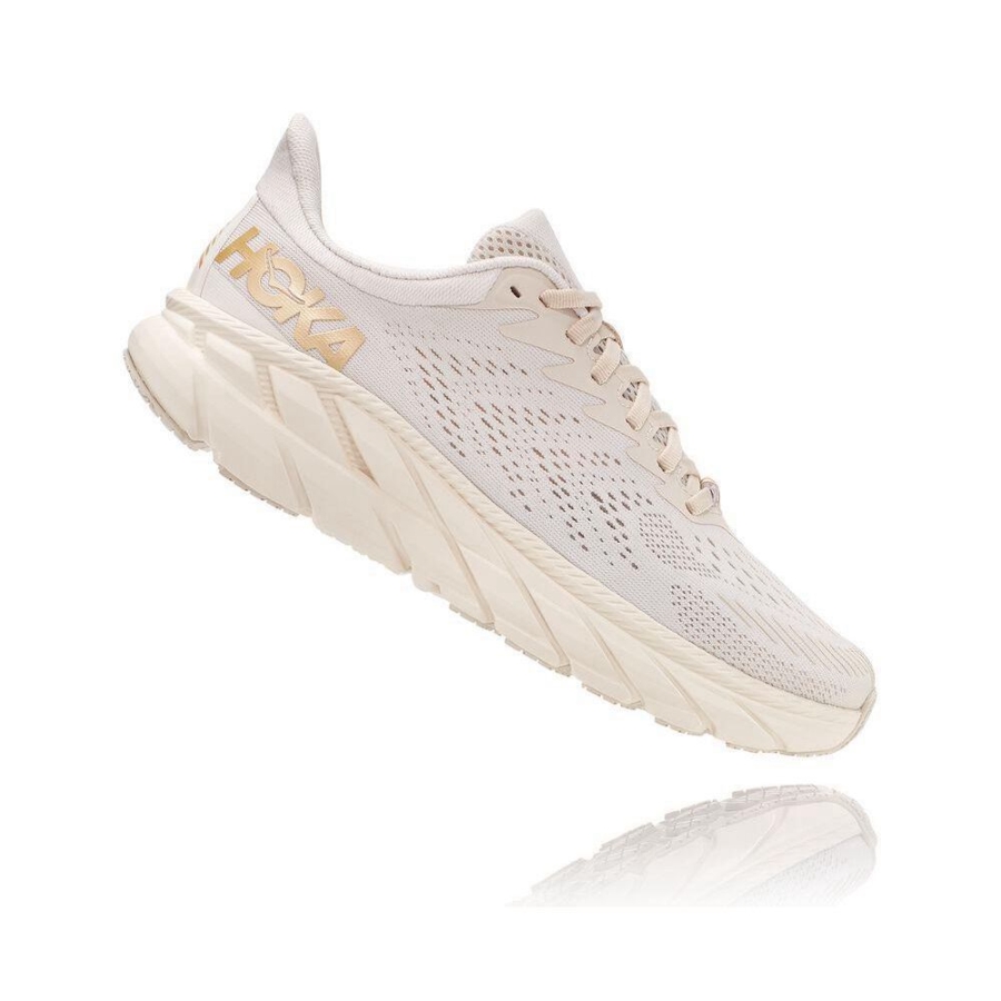 Women's Hoka Clifton 7 Walking Shoes Beige | US75WQFYE