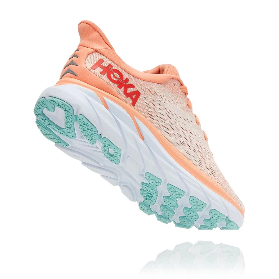 Women's Hoka Clifton 8 Road Running Shoes Orange / Silver | US84XUNEF