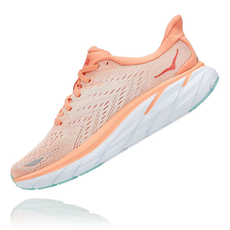 Women's Hoka Clifton 8 Road Running Shoes Orange / Silver | US84XUNEF