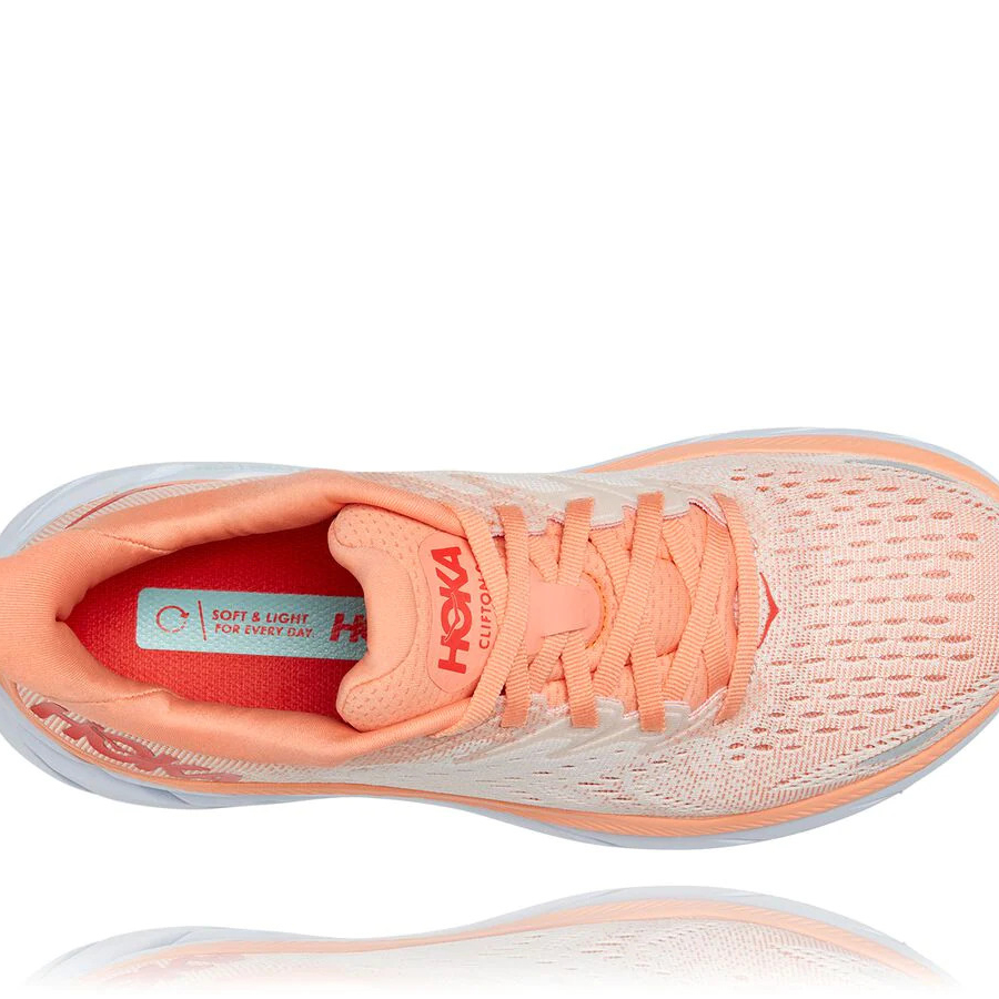 Women's Hoka Clifton 8 Road Running Shoes Orange / Silver | US84XUNEF