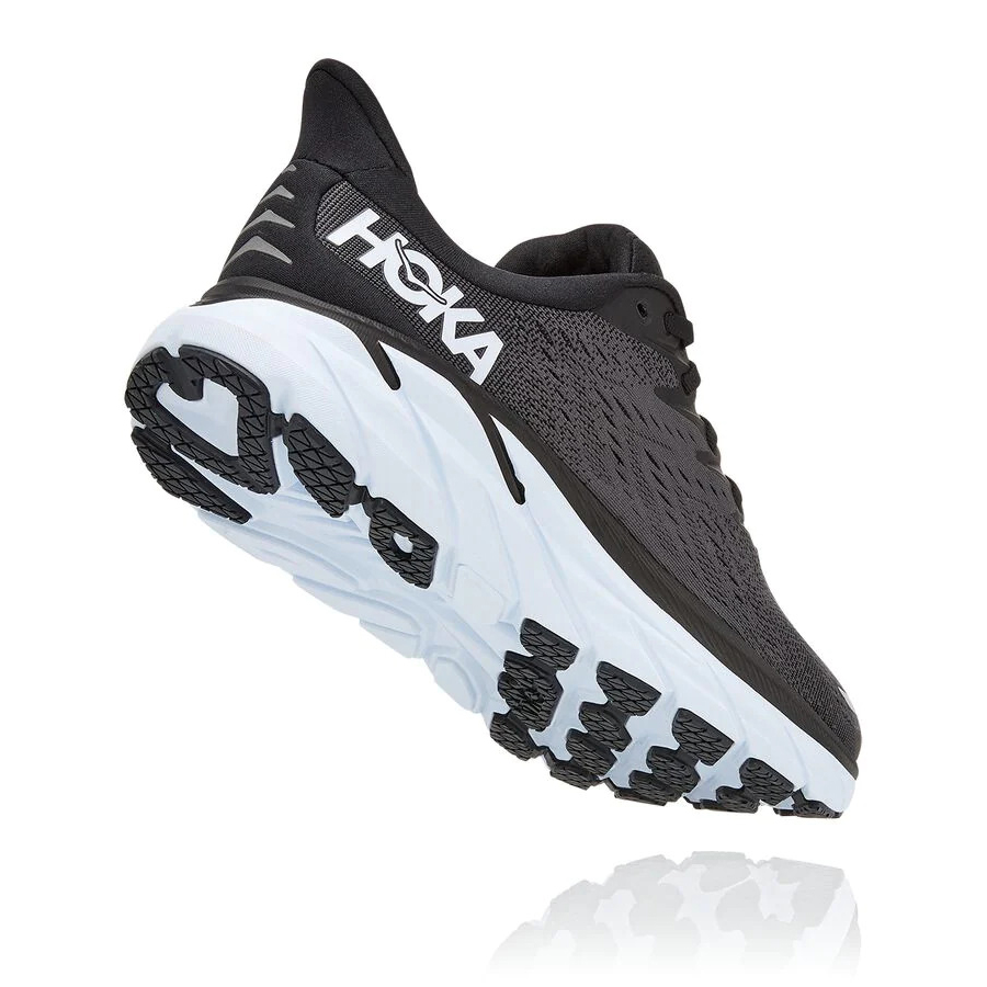 Women's Hoka Clifton 8 Road Running Shoes Black / White | US87XGWIO