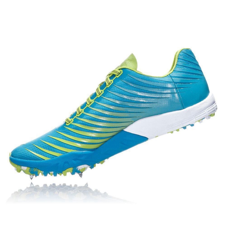 Women's Hoka EVO XC Spikes Shoes Blue / Yellow | US42RWDUF