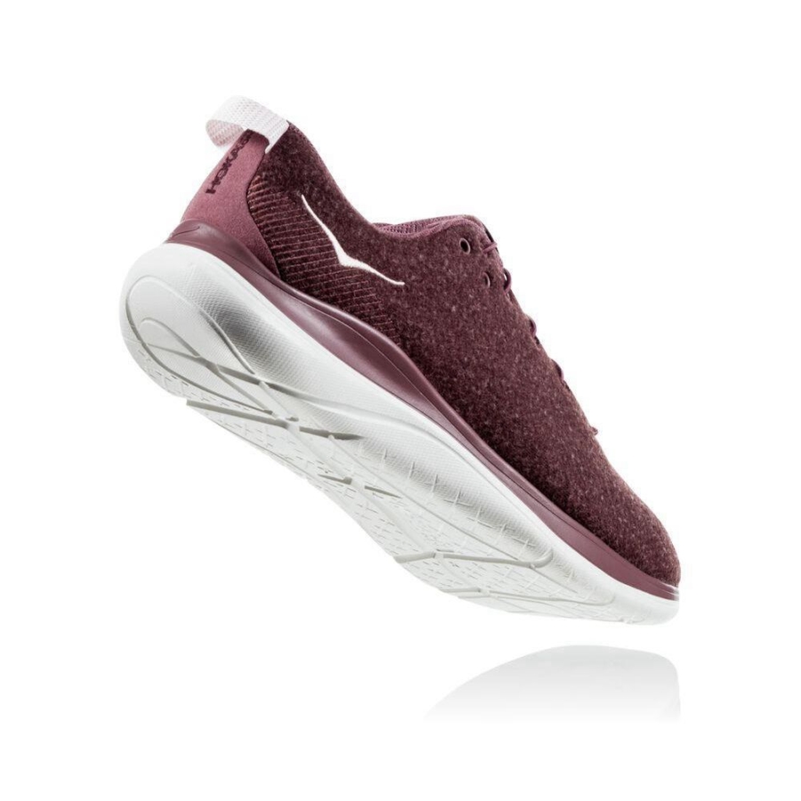 Women's Hoka Hupana Flow Wool Road Running Shoes Burgundy | US64MBJAU