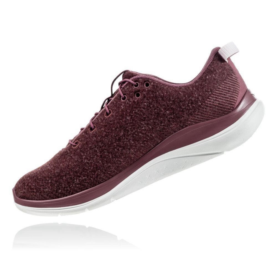 Women's Hoka Hupana Flow Wool Road Running Shoes Burgundy | US64MBJAU