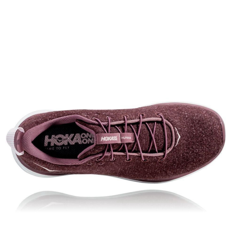 Women's Hoka Hupana Flow Wool Road Running Shoes Burgundy | US64MBJAU