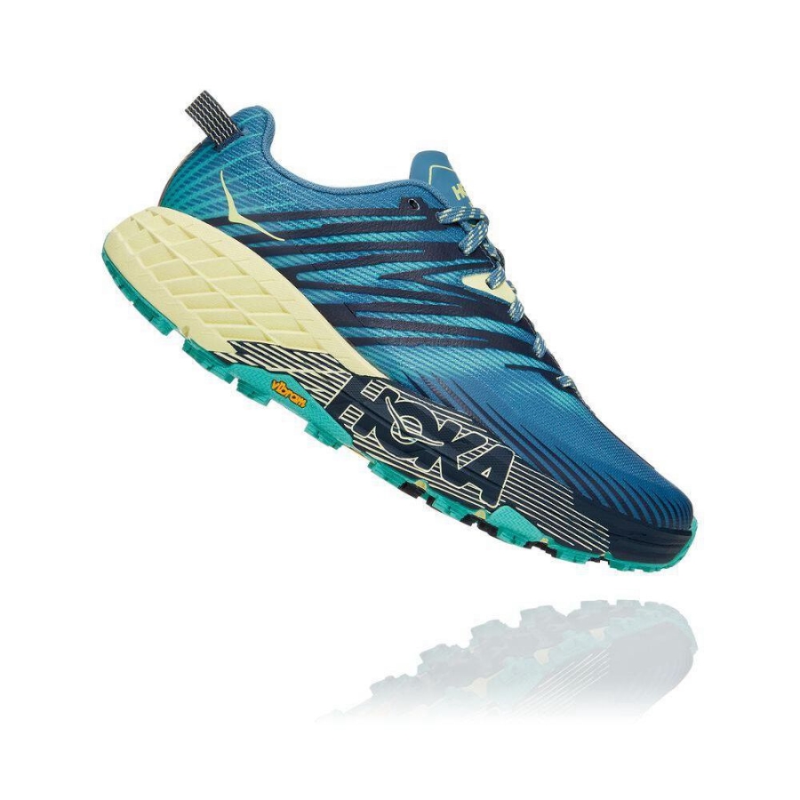 Women's Hoka Speedgoat 4 Running Shoes Blue / Yellow | US82DNEKY