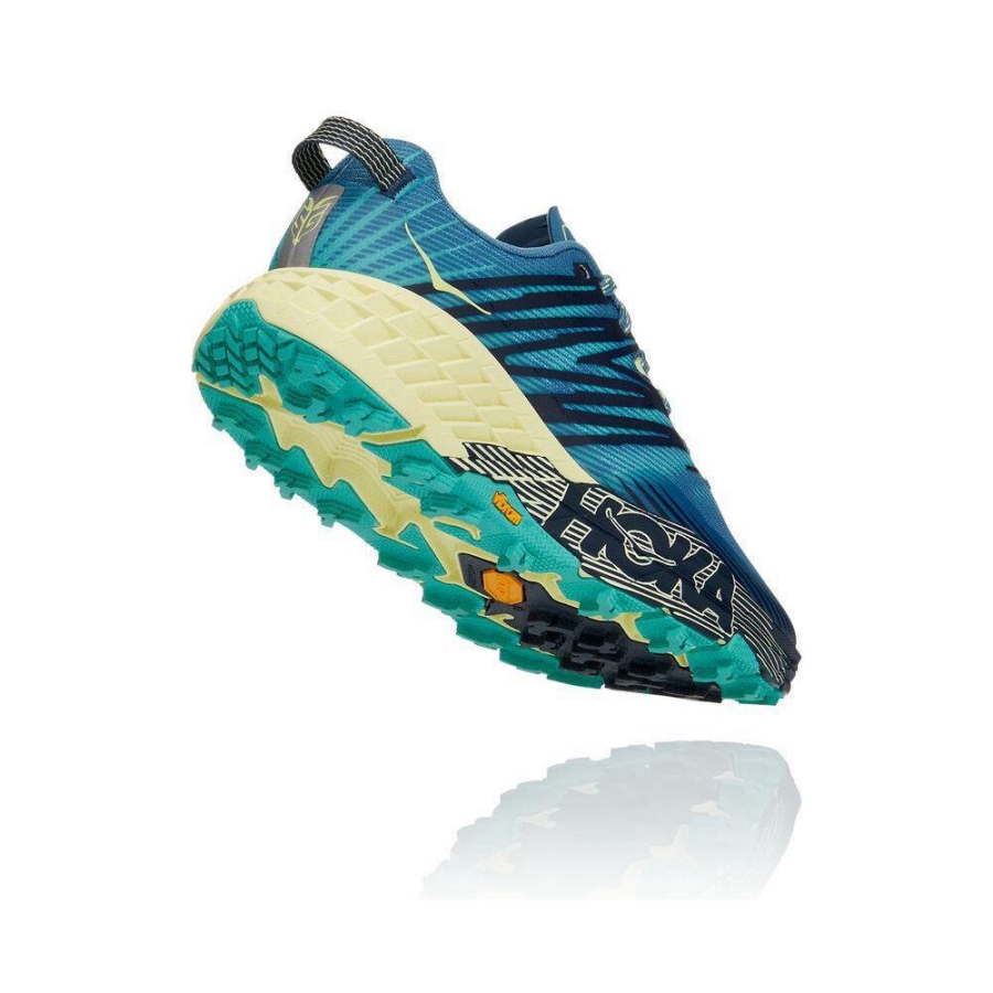 Women's Hoka Speedgoat 4 Running Shoes Blue / Yellow | US82DNEKY