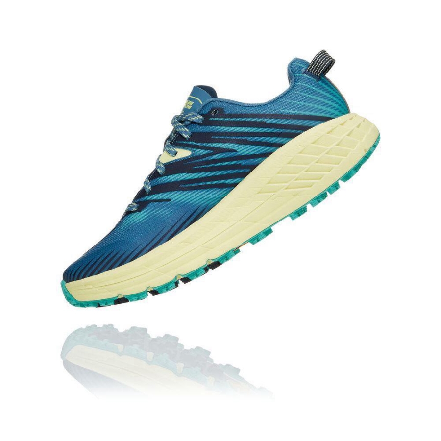 Women's Hoka Speedgoat 4 Running Shoes Blue / Yellow | US82DNEKY