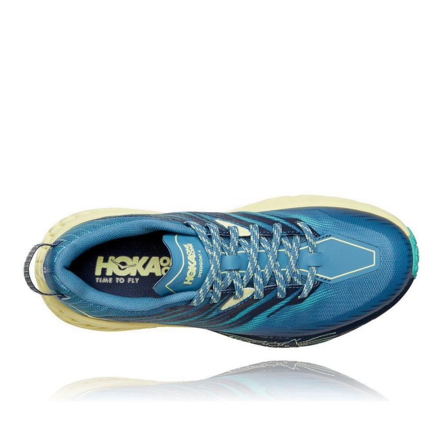 Women's Hoka Speedgoat 4 Running Shoes Blue / Yellow | US82DNEKY