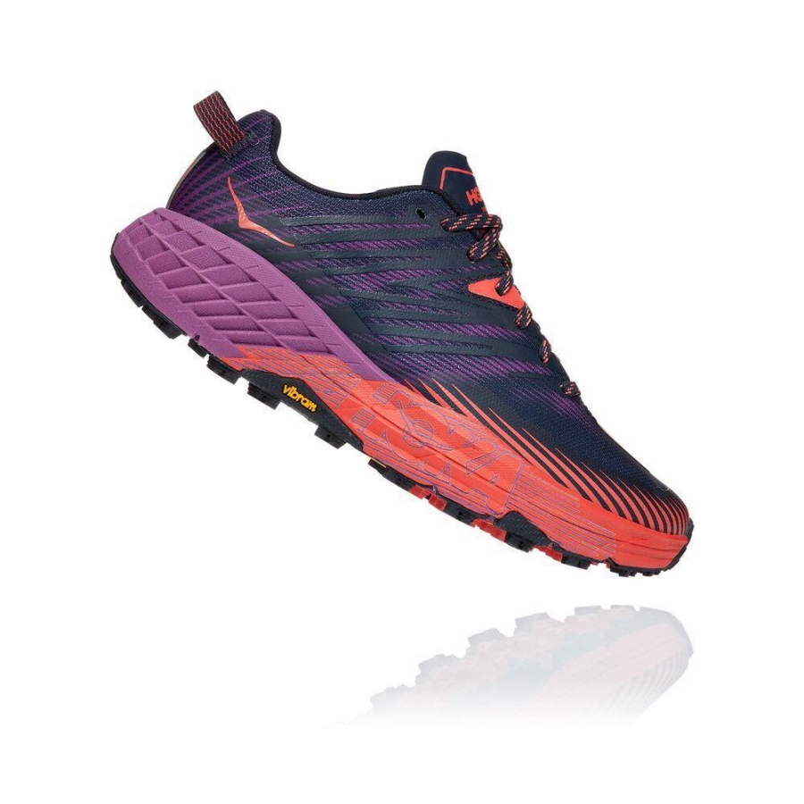 Women's Hoka Speedgoat 4 Running Shoes Navy / Red / Purple | US41FCQUZ