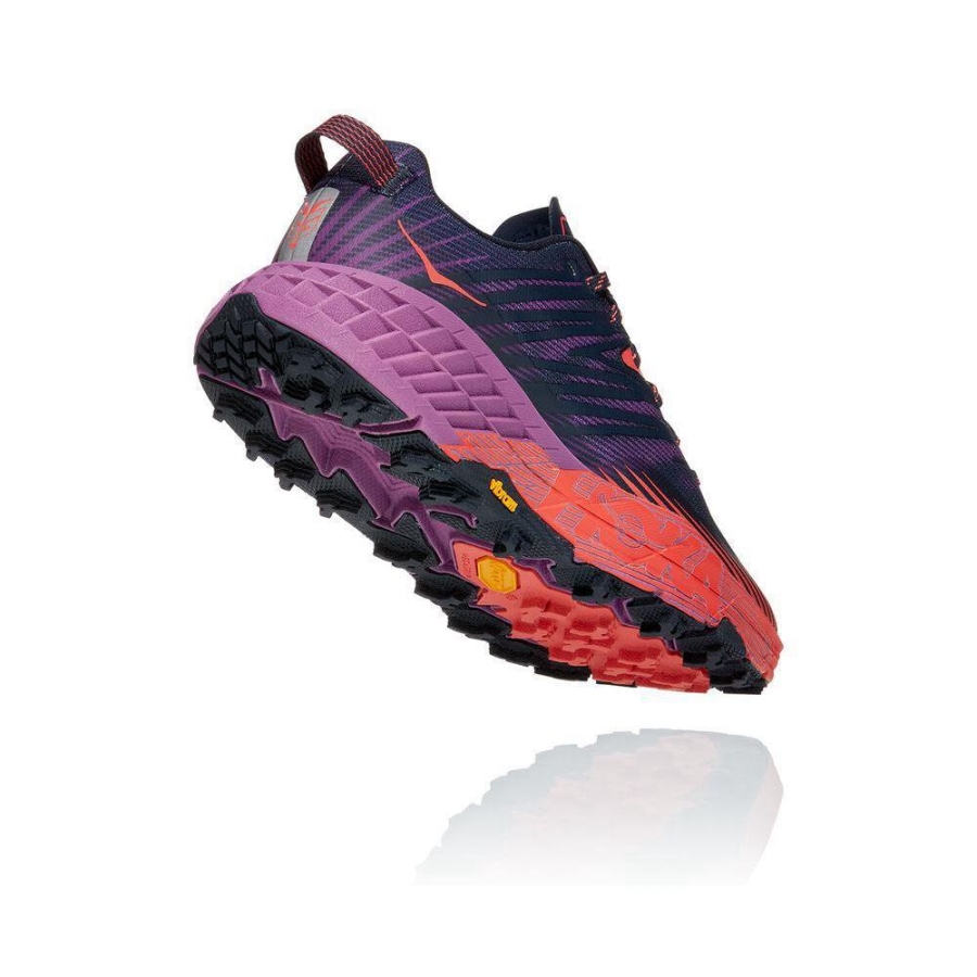 Women's Hoka Speedgoat 4 Running Shoes Navy / Red / Purple | US41FCQUZ