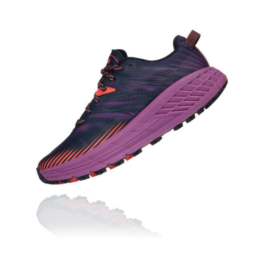 Women's Hoka Speedgoat 4 Running Shoes Navy / Red / Purple | US41FCQUZ