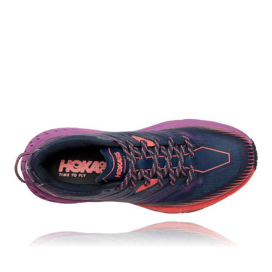 Women's Hoka Speedgoat 4 Running Shoes Navy / Red / Purple | US41FCQUZ