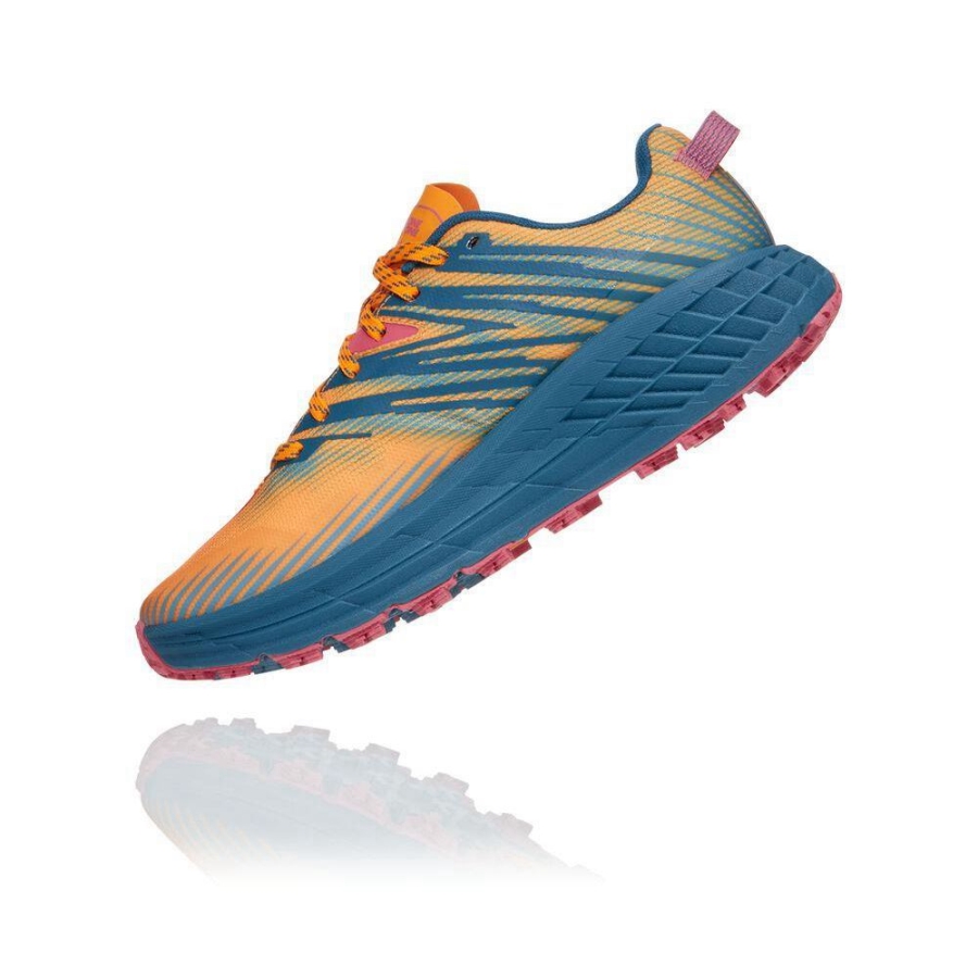 Women's Hoka Speedgoat 4 Running Shoes Yellow / Blue | US81MJZHR